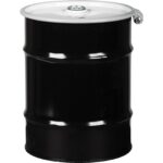 10 Gallon Steel Drum, UN Rated, Cover w/Bolt Ring, 2″ & 3/4″ Fittings