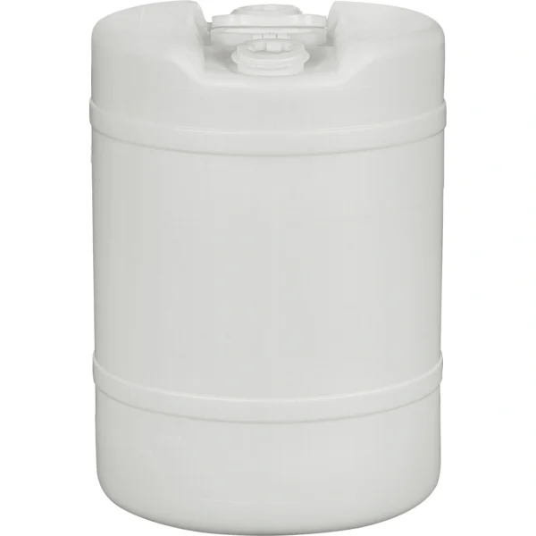 15 Gallon Natural Tight Head Plastic Drum, UN Rated, 2″ NPT & 2″ Buttress Fittings
