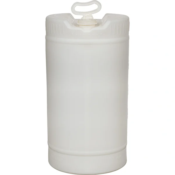 15 Gallon Natural Tight Head Plastic Drum, UN Rated, 2″ & 3/4″ Fittings