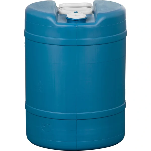 15 Gallon Blue Tight Head Plastic Drum, UN Rated, 2″ NPS & 2″ Buttress Fittings