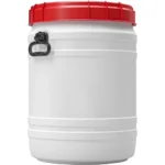 17.7 Gallon White Plastic Drum with Screw On Lid and Handles, Tamper Evident, UN Rated