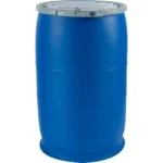 30 Gallon Blue Plastic Drum, UN Rated, 2″ & 3/4″ Fittings
