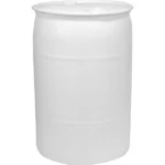 30 Gallon Natural Tight Head Plastic Drum, UN Rated, 2″ NPS & 2″ Buttress Fittings