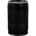 55 Gallon Black Plastic Drum, Cover wLever Lock Ring, Reconditioned, UN Rated, Various Styles