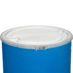 55 Gallon Blue Plastic Drum, Straight Sided, UN Rated, Cover w/Metal Lever Lock, 2″ & 3/4″ Fittings