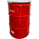 55 Gallon Steel Drum, Red, UN Rated, Unlined, 20GA, Cover w/Bolt Ring, 2″ & 3/4″ Fittings