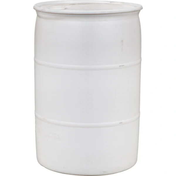 55 Gallon Tight Head Natural Plastic Drum, Reconditioned, UN Rated, 2″ NPS & 2″ Buttress Fittings