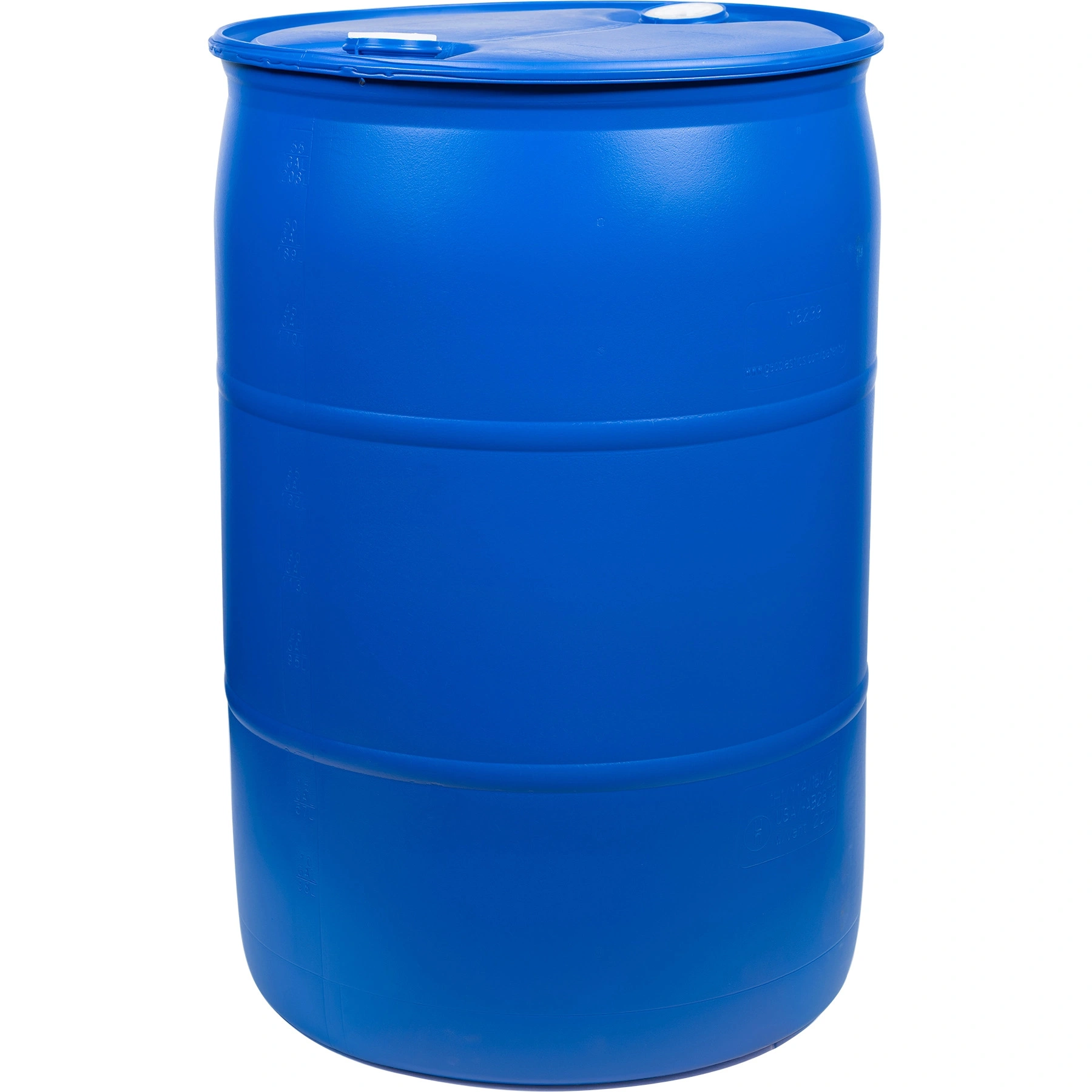 55 Gallon Blue Tight Head Plastic Drum, UN Rated, 2″ NPT & 2″ Buttress Fittings - Image 1