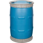 55 Gallon Blue Plastic Tight Head Drum, UN Rated, 2″ Buttress Fittings