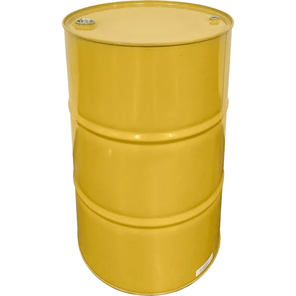 55 Gallon Yellow Tight Head Steel Drum, UN Rated, 2″ & 3/4″ Fittings, Buna Gasket, Unlined