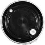 57 Gallon Black Plastic Drum, UN Rated, 2″ & 3/4″ Fittings, Cover w/Lever Lock Ring - Image 2