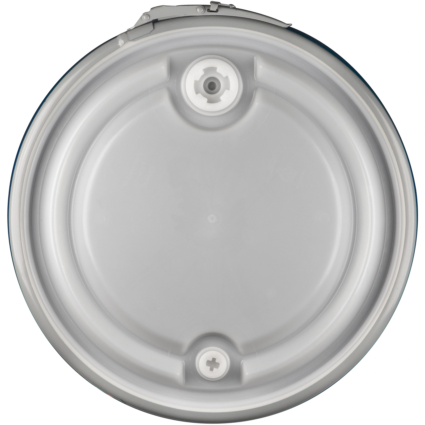 57 Gallon Blue Plastic Drum, UN Rated, 2″ & 3/4″ Fittings, Cover w/Lever Lock Ring Closure - Image 4