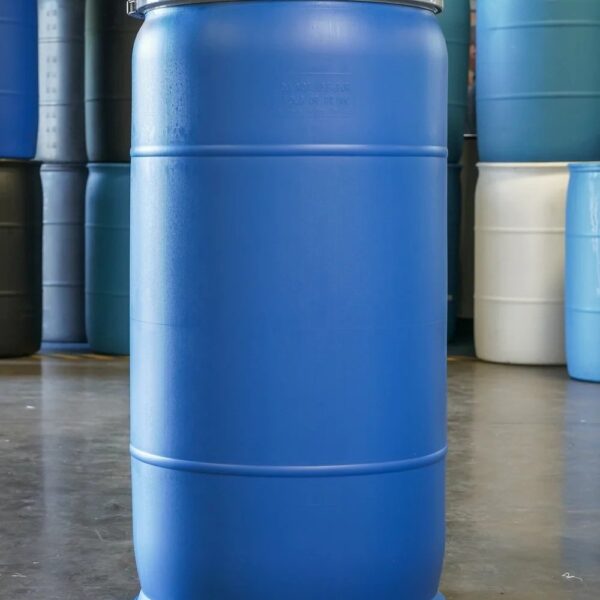 77 Gallon Plastic Barrel Top Drum (NEW) (Blue) — Lid & Lock