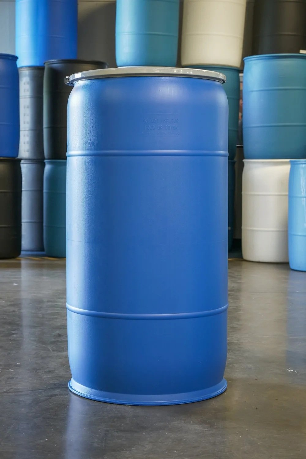 77-gallons1.jpg 77 Gallon Plastic Barrel Top Drum (NEW) (Blue) — Lid & Lock - Image 1