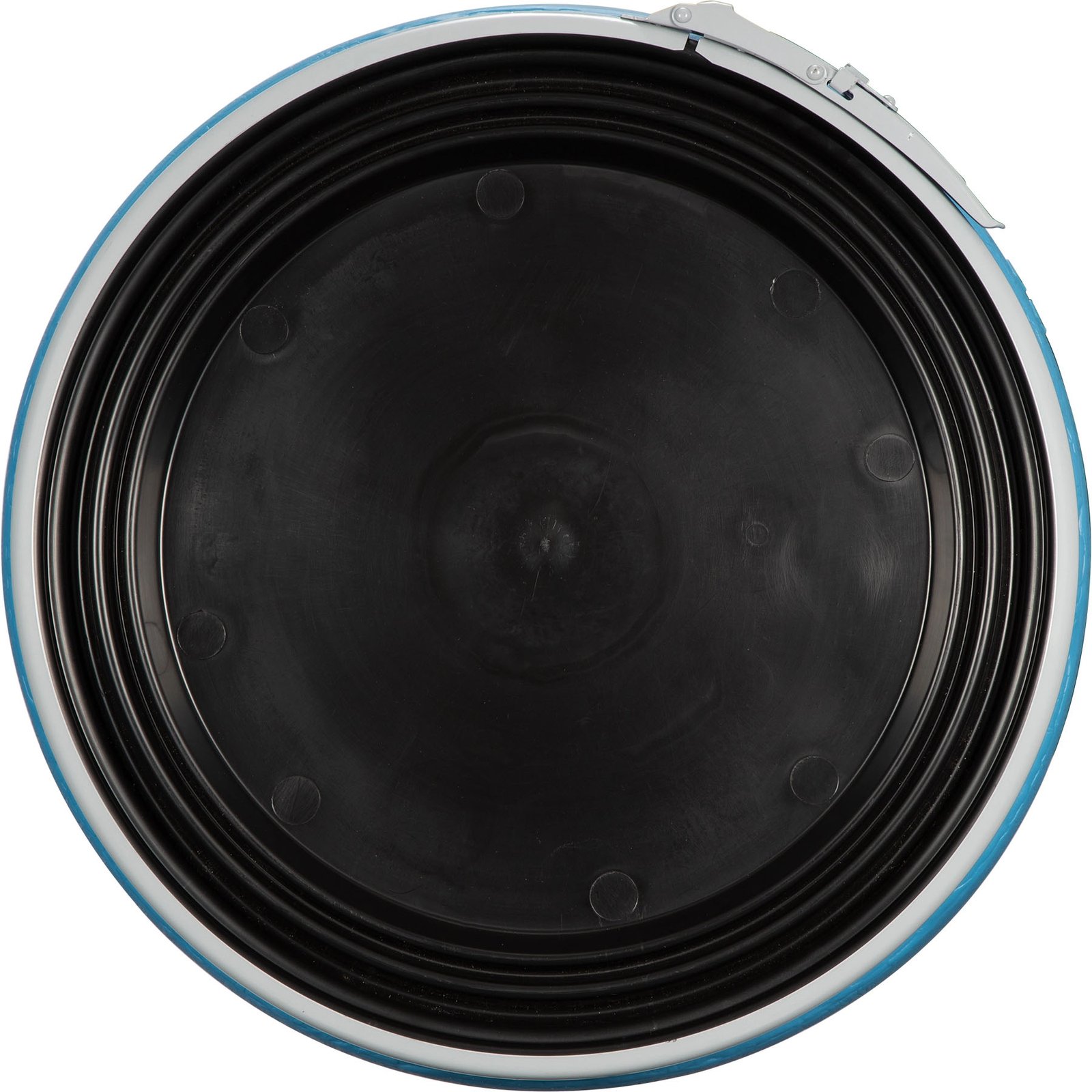 77 Gallon Blue Plastic Drum, Cover w/Lever Lock Ring Closure - Image 2