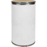 17.5 Gallon (225 lb. Capacity) White Fiber Drum, Fiber Cover w/Lever Lock Ring