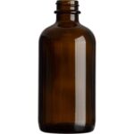 6 oz. Amber Boston Round Glass Bottle, 24mm 24-400