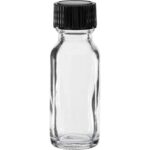 1/2 oz. Clear Boston Round Glass Bottle, 18mm 18-400 - Image 4