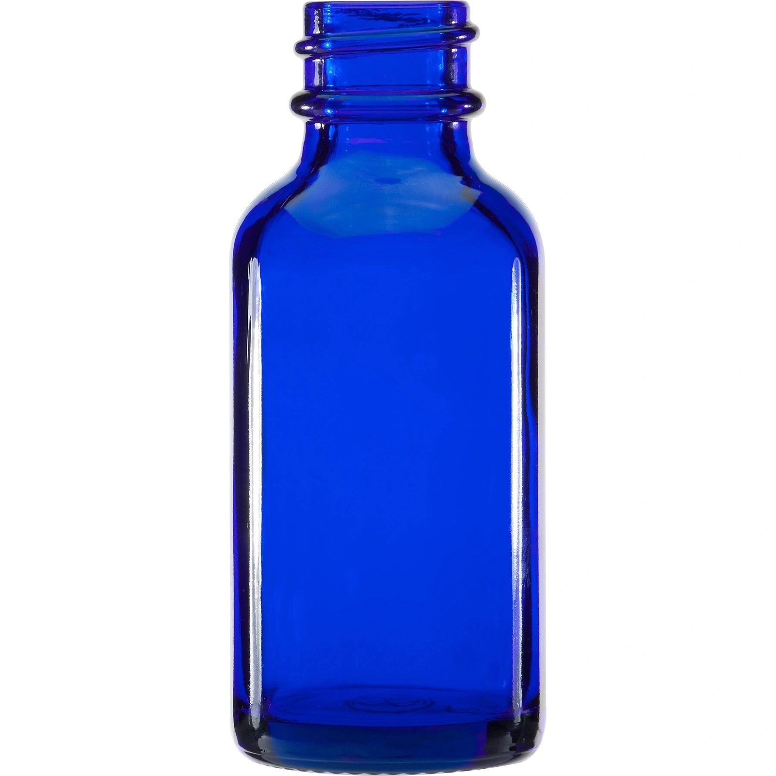 H1-2.jpg 1 oz. Boston Round Bottles, Cobalt Blue Glass, 20mm 20-400 - Image 1