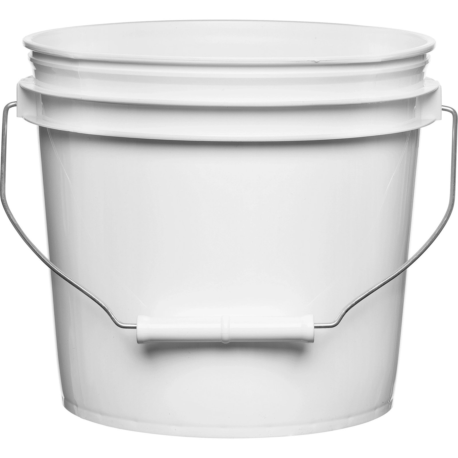 N1.jpg 1 Gallon White Plastic Pail w/Metal Handle and Plastic Grip (P8 Series) - Image 1