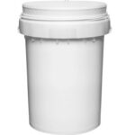 12 Gallon White Plastic Drum, Taper Sided, Threaded Opening, Life Latch, UN Rated