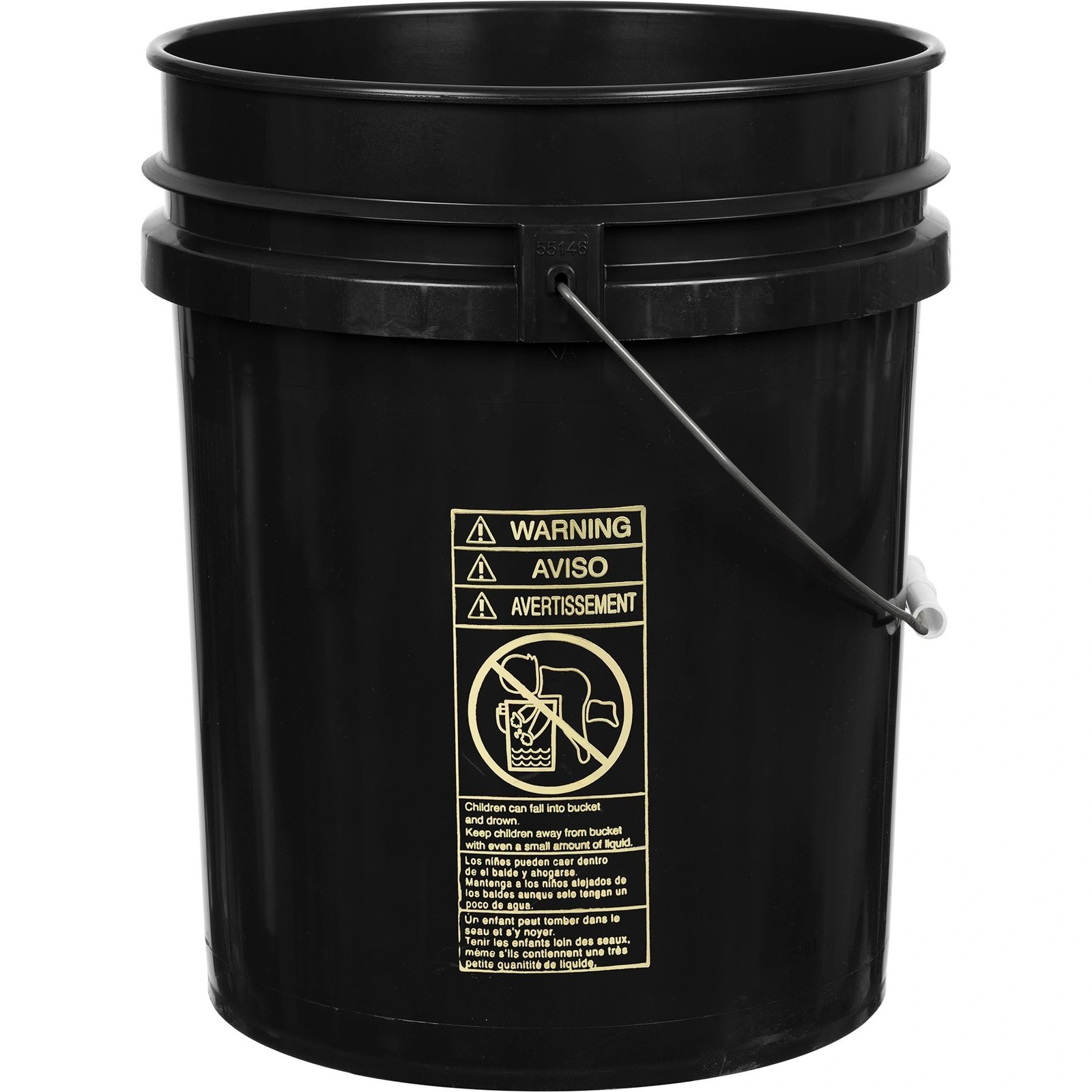 p1.jpg 5 Gallon Black Plastic Pail (90 mil), w/Metal Handle (P6 Series) - Image 1