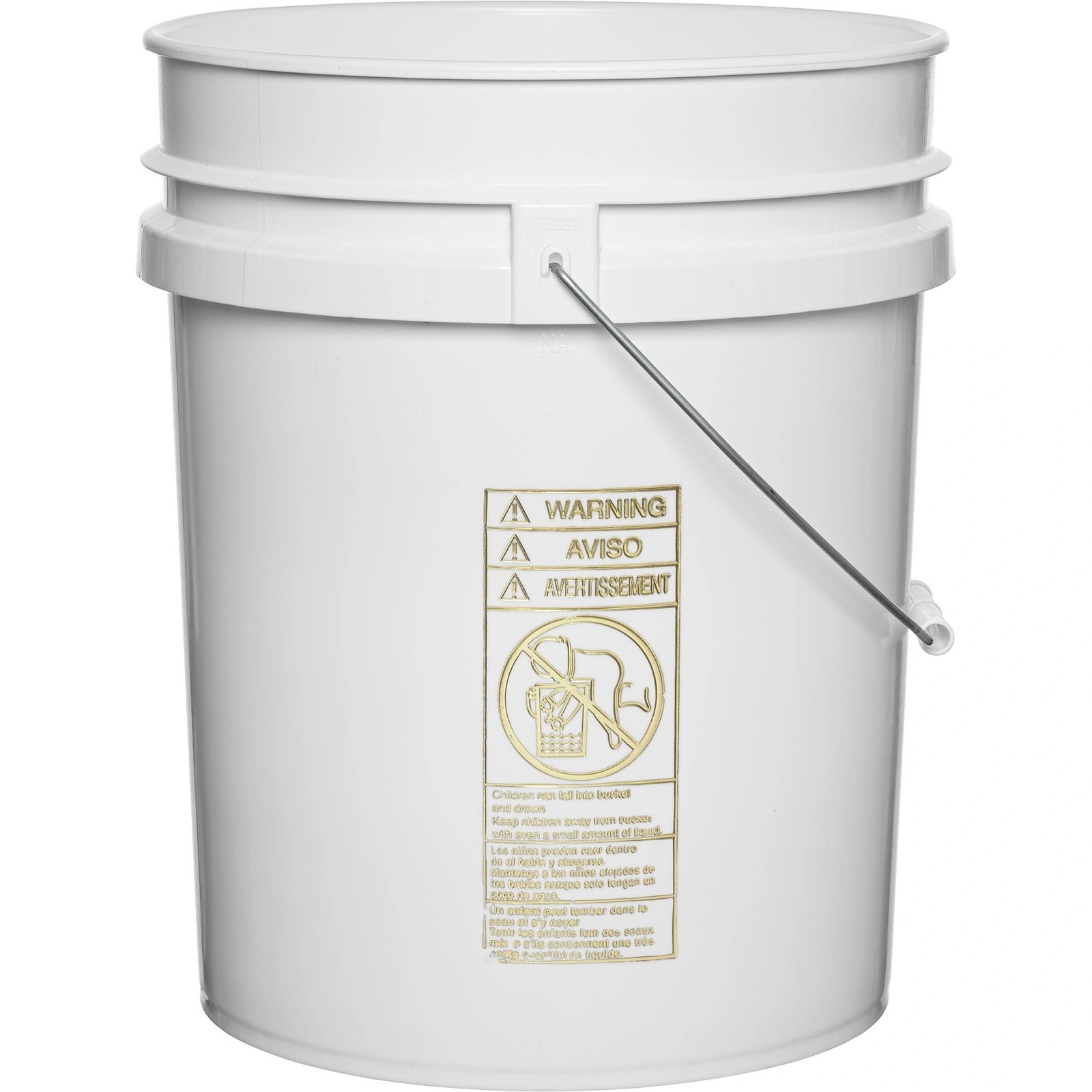 t1-1.jpg 5 Gallon White Plastic Pail (90 mil), w/Metal Handle (P6 Series) - Image 1