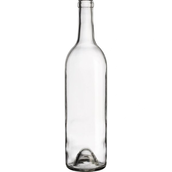 750 ml Clear Bordeaux Wine Bottles, Punted Bottom, Cork