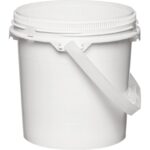 0.6 Gallon White Plastic Pail w/Plastic Handle, Threaded Opening, Life Latch, UN Rated
