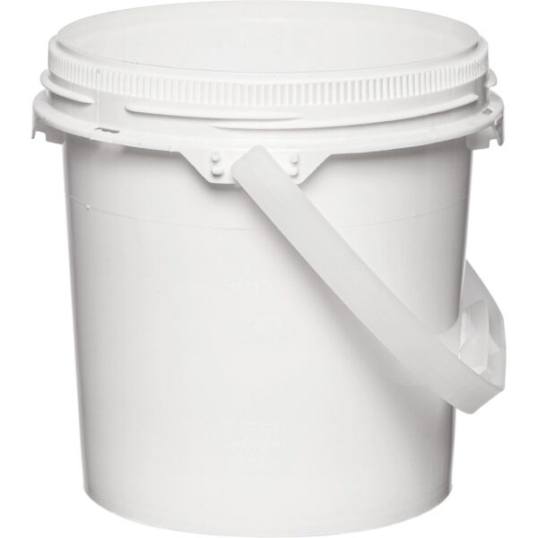 0.6 Gallon White Plastic Pail w/Plastic Handle, Threaded Opening, Life Latch, UN Rated