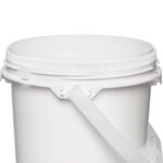 0.6 Gallon White Plastic Pail w/Plastic Handle, Threaded Opening, Life Latch, UN Rated - Image 2